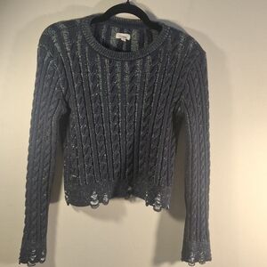 Pilcro by Anthropology Women's Black & White Cable Knit Sweater Size S